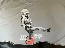 DOLLY PARTON SHORT T-SHIRT GRAY SIZE M GUITAR