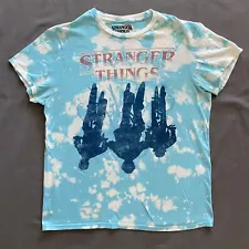 2020 Stranger Things T Shirt Womens Large Blue Netflix TV Bike Upside Down