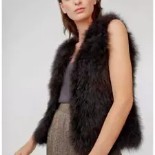 Club Monaco Purple Ostrich Feather Vest XS