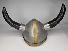 Viking Helmet Cosplay Metal Helmet With Plastic Horns