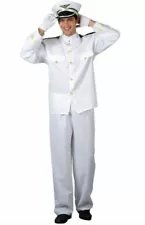 SALE Deluxe White Naval Officer Sailor Mens Fancy Dress Costume & Hat XL