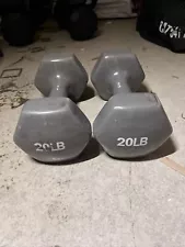 2 X 20lb Pound Dumbbell Pair Vinyl/Rubber Weights Set 40 lbs Total Yoga Running