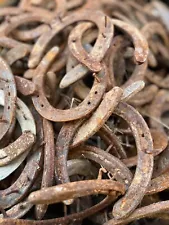 50 Used Steel Nevada Rusty Horseshoes W/Nails Lot Art Decor Rustic Western Weld 