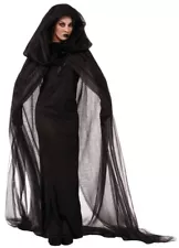 Witch Grim Reaper Cloak Costume Black Women's Free Size