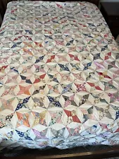 Vintage "Cathedral Window" Hand Pieced Quilt Top to Complete 91" x 83"