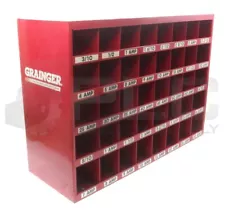 GRAINGER STORAGE RACK SHELF ORGANIZER 40 SLOT RED 34"X12"X24"