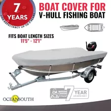 V Hull Fishing Boat Cover Waterproof Heavy Duty 11'5" - 12'1"