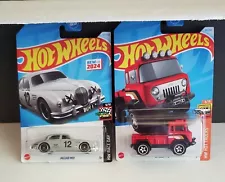 HOT WHEELS NEW CASTING FOR 2024 JAGUAR MK1 and '57 JEEP FC RED/BLACK, SALE