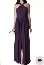 Bill Levkoff Brinley Chiffon Gown Plum Bridesmaid Formal Party Maxi Dress Silky