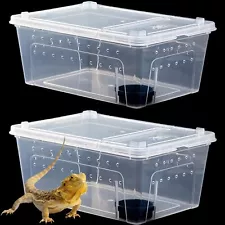 2PCS Reptile Feeding Box Snake Breeding Box Transparent Animal Habitat Cage P...