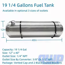 12 x40" 3/8 NPT Universal Gas Tank 19-1/4 Gallons Aluminum Fuel Tank For Hot Rod