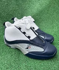 REEBOK Allen Iverson IV Answer Navy White Leather Basketball Shoes Men’s Sz 10.5