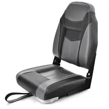 Folding High Back Boat Seats w/ Black Grey Sponge Cushion & Flexible Hinges