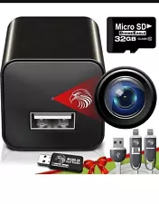 Mini Spy Camera Hidden Camera Charger for Spying + 32GB SD Card | Secret