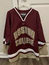 Nike Team Boston College Eagles Hockey Jersey Mens L Red Gold