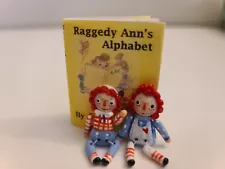 Miniature readable book RAGGEDY ANN ABC & 2 mini Dolls