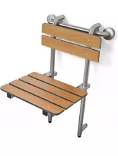 SEACHROME PORTABLE TEAK AND STAINLESS STEEL SHOWER CHAIR With GRAB BAR -NEW