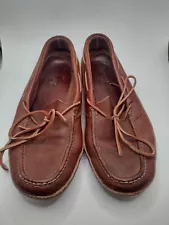 Russell Moccasin Men's Oneida Moccasin Brown Leather Size 10.5 House Slippers A1