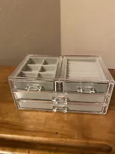 Acrylic Jewelry Box Organizer 4 Drawers Velvet Necklace Bracelet Earring Display