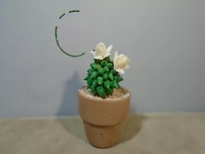 DESERT BLOOMING BARREL CACTUS IN A POT 3.5” ORNAMENT UNBRANDED (CB4664)