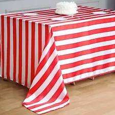 RED WHITE 60x102" Satin Stripes Rectangular Tablecloth Wedding Decorations Sale