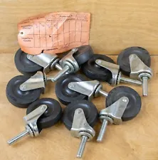 Lot 9 Vintage Bassick Caster Wheels 3" Heavy Duty Pain Stem Swivel Rubber USA