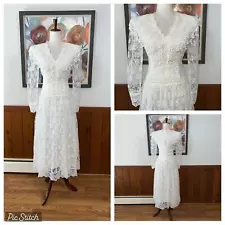 Beautiful Vintage 1980s Jessica McClintock Tea Length Lace Wedding Dress!