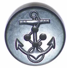 U S Navy Pea Coat Button Anchor Black Plastic Military Service Vintage NICE