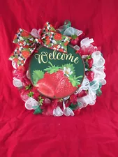 Strawberry Ruffle Deco Mesh Ribbon Wreath