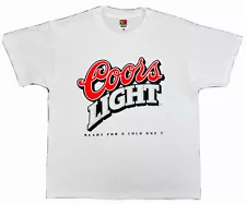 Vintage Coors Light "Ready for a Cold One" Fruit of the Loom Large White T Shirt