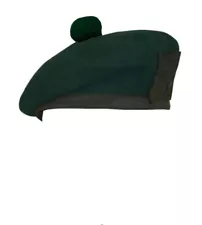 Scottish Wool Balmoral Hat - Scot's Green Beret Glengarry Hat - Pipe Band Tam