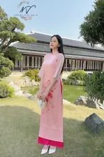 Pink Ao Dai Vietnam For Women, Modern Ao Dai With Pants