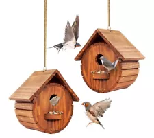 Set of 2 MIXUMON Bird Houses | Hanging Birdhouse for Bluebird Finch Cardinals