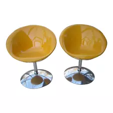 Vintage Space Age Half Egg Chair Chrome Pedestal Base from 1970s Mustard Set