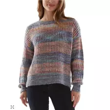 BCX Multi Colored Drop Shoulder Yarn Knit Long sleeve Sweater Size M Medium New