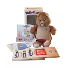 1985 Teddy Ruxpin w/ Box, 4 Books, 4 Tapes, Original Paperwork Not Fully Working