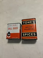 VINTAGE TONES LOT of 2, Dill Seed(1/2 full) And Ground Allspice(empty)