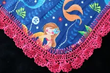 Receiving Blanket Hand Crochet Edge New Baby Shower Gift Girl's MERMAID DANCE!