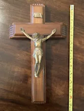 Vintage Crucifix Wax Candle Holy Water Bottle Sick Bed Last Rite Cross Wood Open