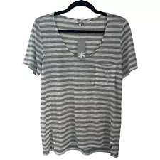 Splendid Women’s Grey And White Striped T Shirt Size Large NWT