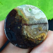 HU26730 30x3mm Natural Mexico Crazy Lace Agate Round Pendant Bead