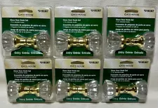 Lot of 6 Gate House Interior Entry Glass Door Knob Set Anitque Brass 0237889