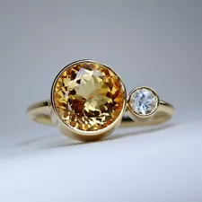 Beautiful 925 Sterling Silver Ring With Stunning Natural Citrine For Sale