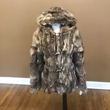 Raccoon Parka Fur Coat w/ Hood and Unique Closures