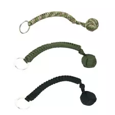 Keychain Monkey Fist Black Strength with Steel Ball Hiking Paracord Outdoor