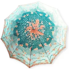 Umbrella Parasol Vintage Antique Soviet Rare Old Wedding Boho Pastel Flower Gift