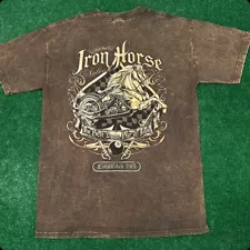 Vintage 90s Y2K Iron Horse Saloon Bike Week Biker Bar Acid Wash Shirt M 2012