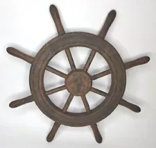 15" Wooden Rustic Ship Wheel Wall Hanging Nautical Art