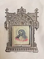 Antique Czechoslovakia Miniature Religious Icon Framed Image Of Jesus