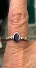 Purple yogo sapphire and diamond .46tcw 14kt white gold ring